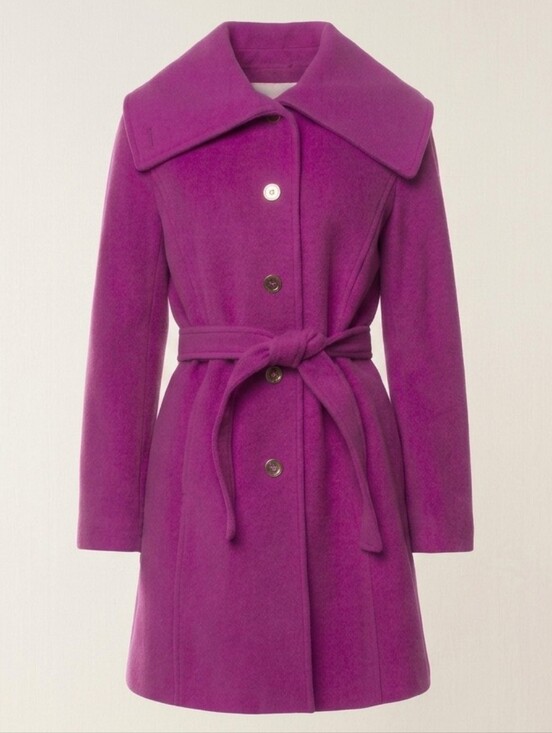 Coach Jackets & Blazers - COACH 1941 Magenta Wool Blend Belted Coat with Pale Pink Signature C Lining